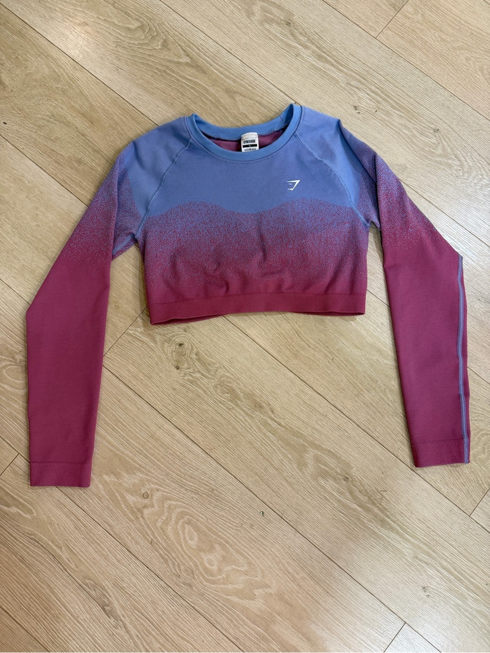 Gymshark Ombre Crop Long-Sleeve Top in Blue & Burgundy